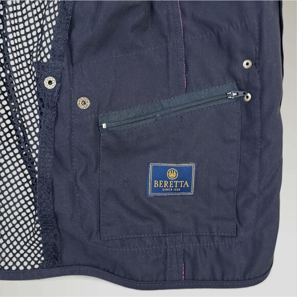 Beretta Women’s Shooting Sport Vest Navy & Pink Hunting Leather Mesh Size 42 - Picture 4 of 8